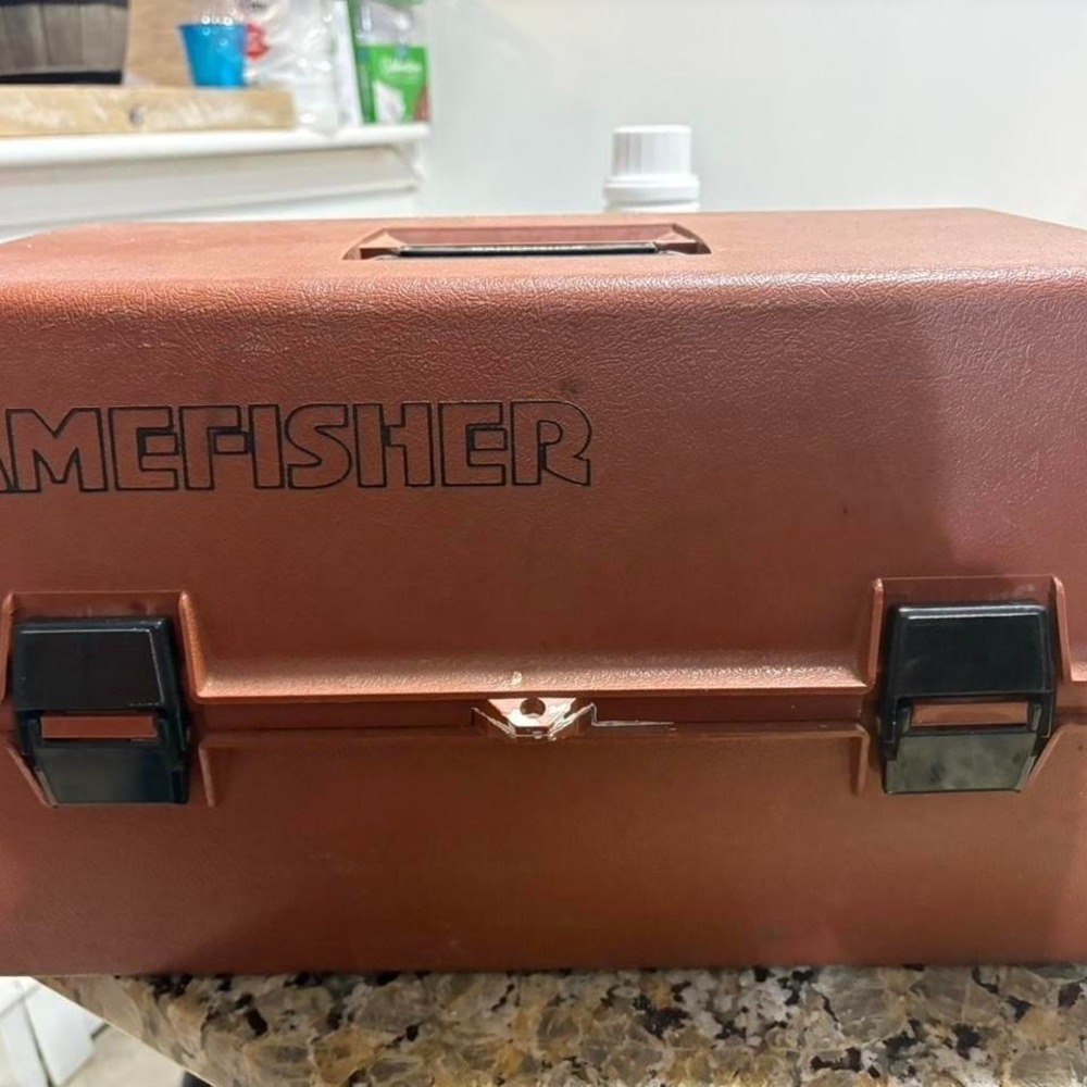 Vintage Gamefisher Tackle Box 3 Tray Cantilever Fishing Gear Organizer Orange